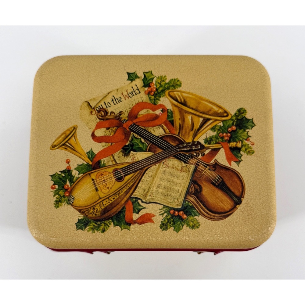 Vintage Potpourri Press Christmas Tin Musical Instruments Joy to the World USA